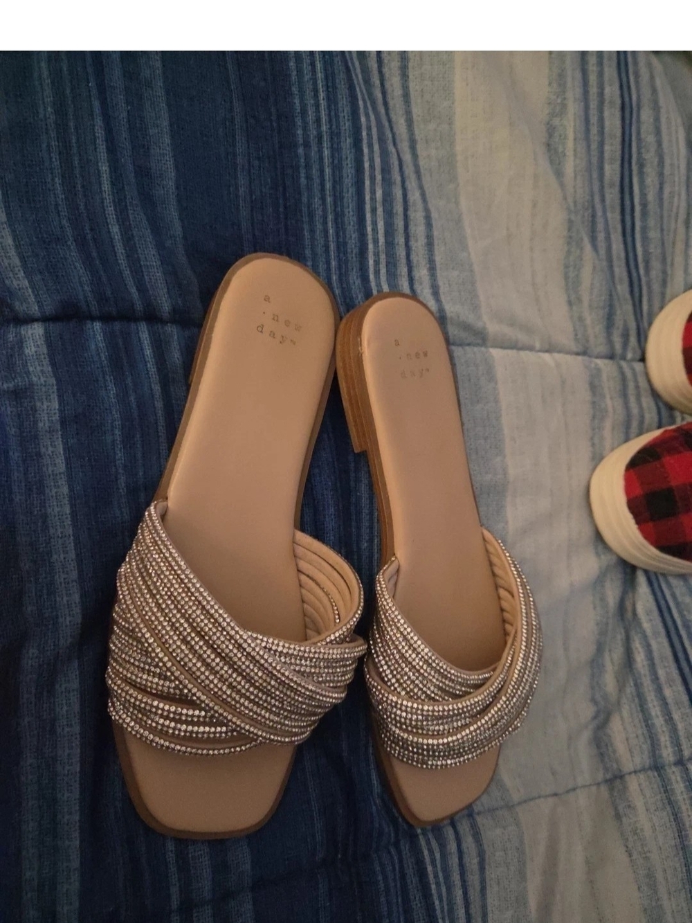a new day Champagne Beaded Slide Sandals